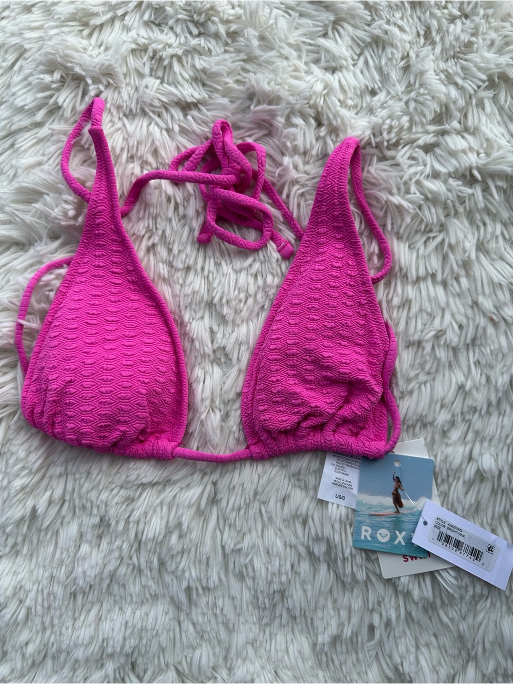 Roxy Hot Pink Textured Triangle Swim Top